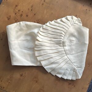 Elegant Cream Pleated Strapless Top